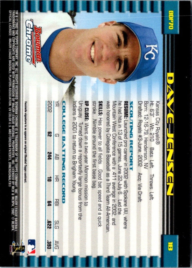 2002 Bowman Draft Picks & Prospects Chrome Dave Jensen