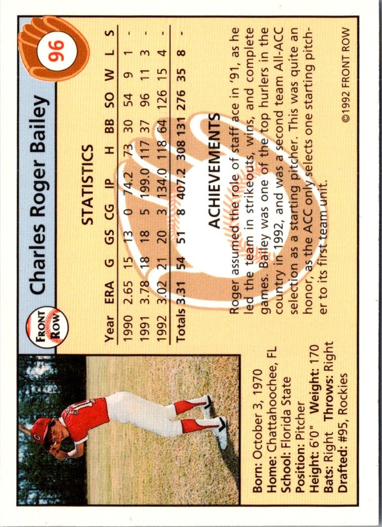 1992 Front Row Draft Picks Roger Bailey