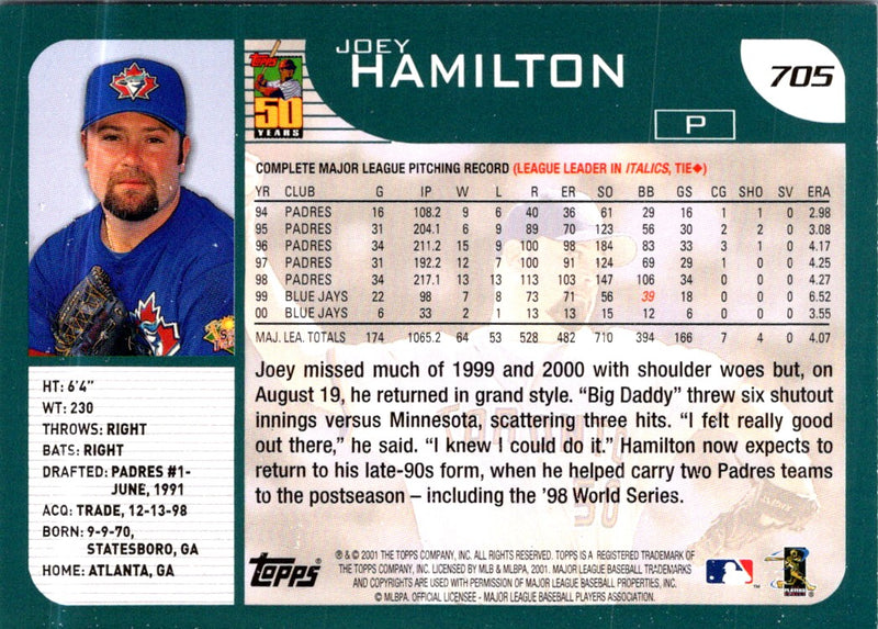 2001 Topps Joey Hamilton