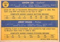 1970 Topps Cardinals 1970 Rookie Stars - Leron Lee/Jerry Reuss #96 Rookie EX-MT+