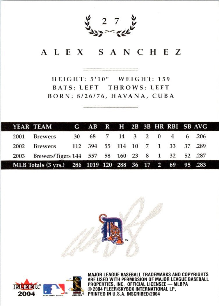 2004 Fleer InScribed Alex Sanchez