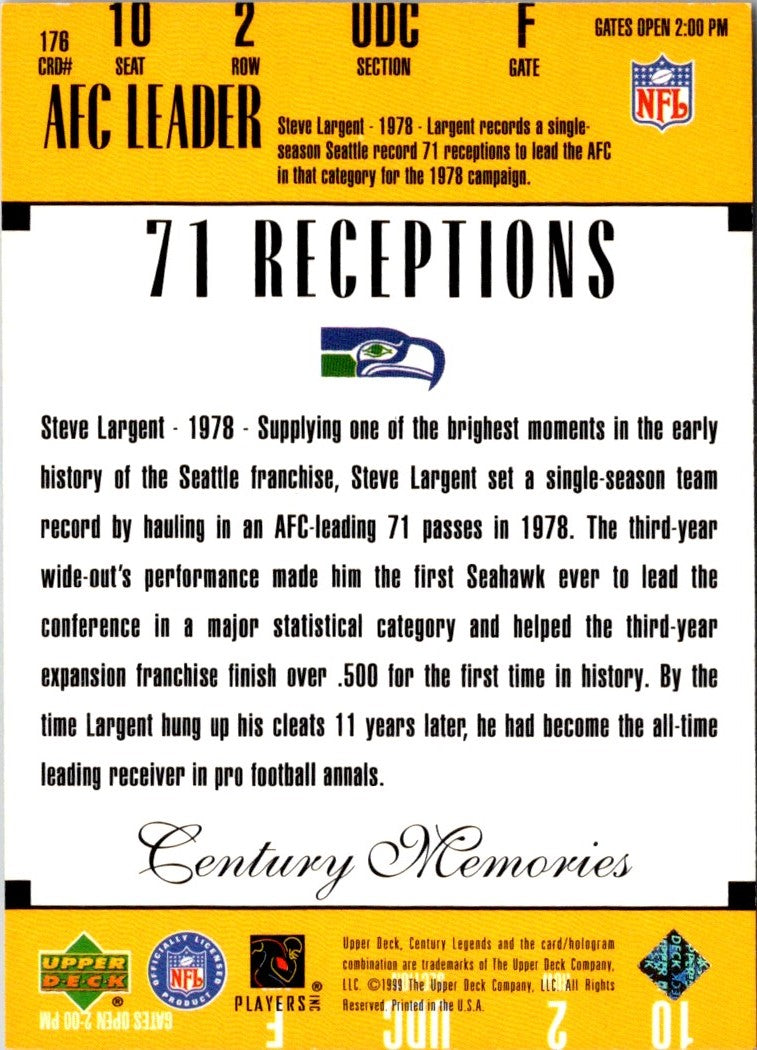 1999 Upper Deck Century Legends Steve Largent