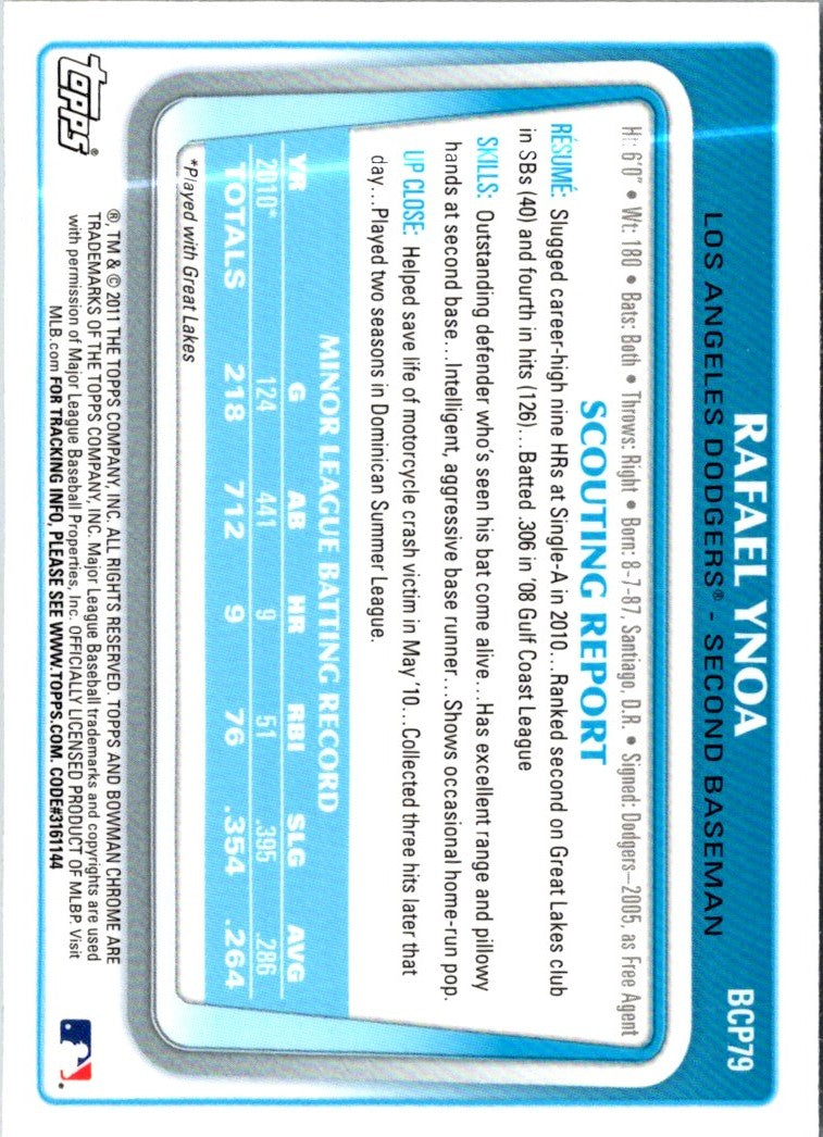 2011 Bowman Chrome Prospects Rafael Ynoa