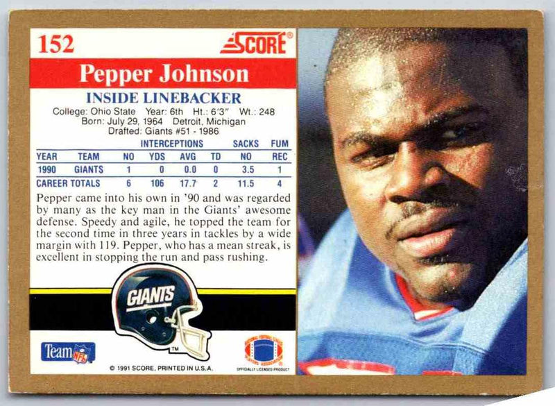 1991 Score Pepper Johnson