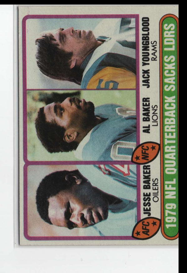 1980 Topps 1979 Sacks Leaders - Jesse Baker/Al Baker/Jack Youngblood #333