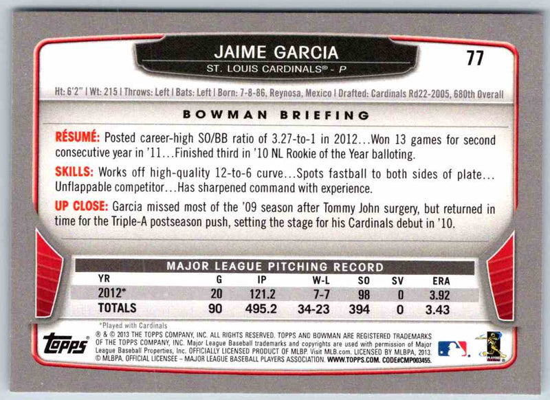 2013 Bowman Jaime Garcia