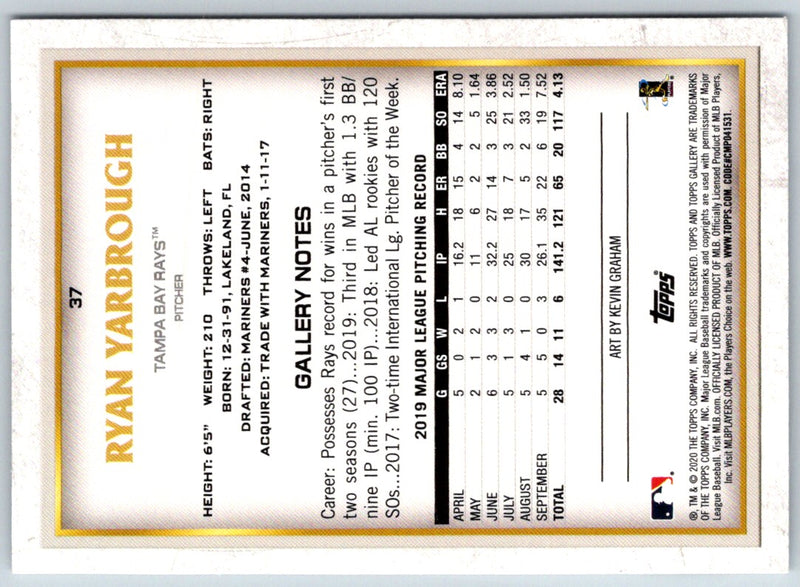 2020 Topps Gallery Ryan Yarbrough