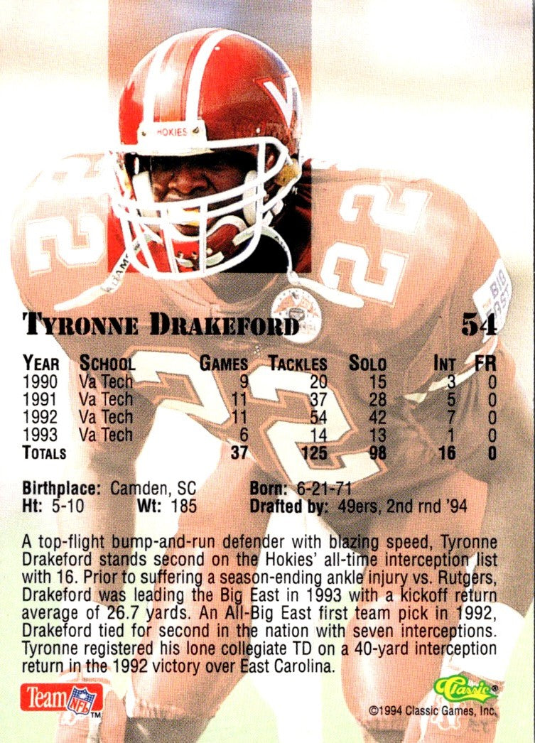 1994 Classic NFL Draft Tyronne Drakeford