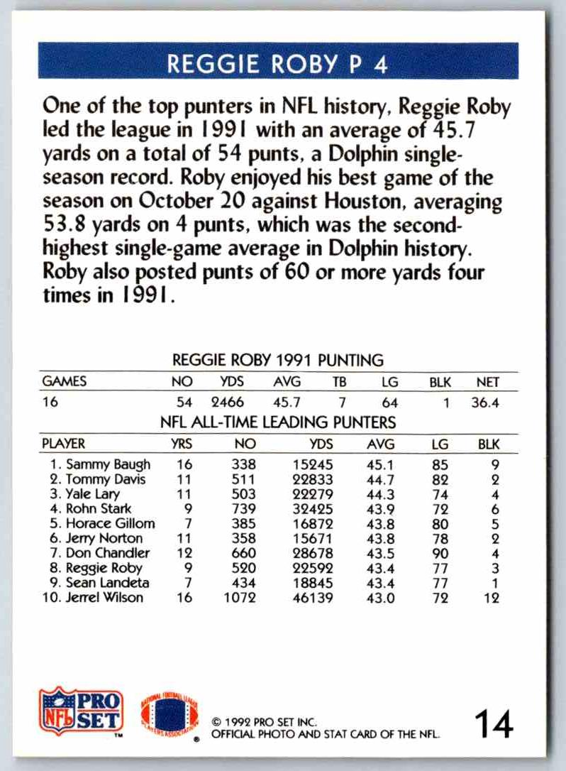 1992 Proset Reggie Roby