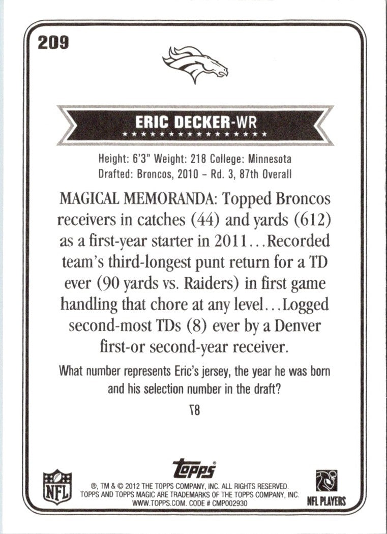2012 Topps Magic Eric Decker