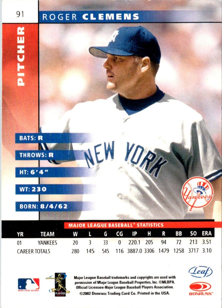 2002 Leaf Roger Clemens