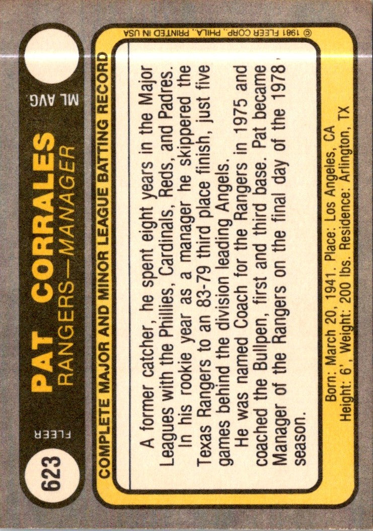 1981 Fleer Pat Corrales