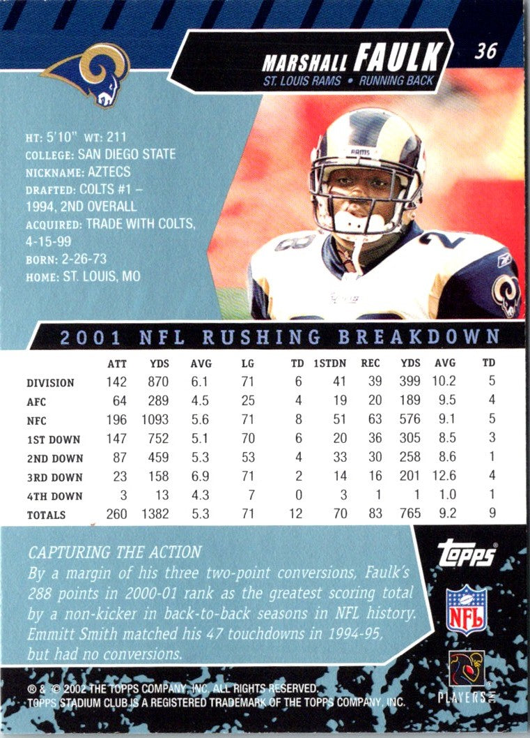 2002 Stadium Club Marshall Faulk