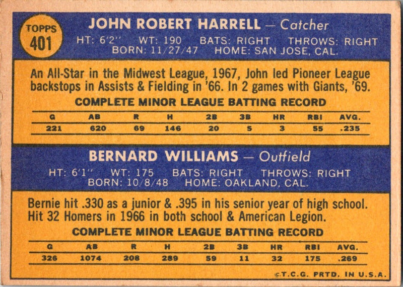 1970 Topps Giants 1970 Rookie Stars - John Harrell/Bernie Williams