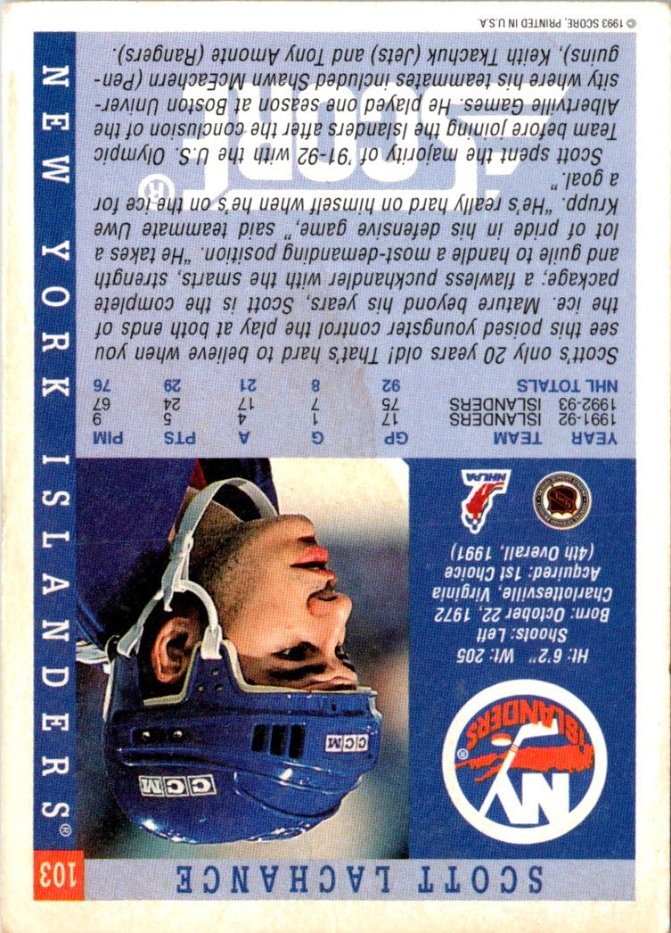 1993 Score Scott Lachance