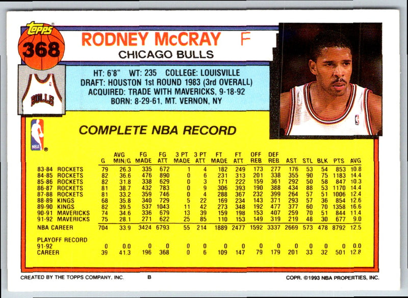 1992 Topps Rodney McCray