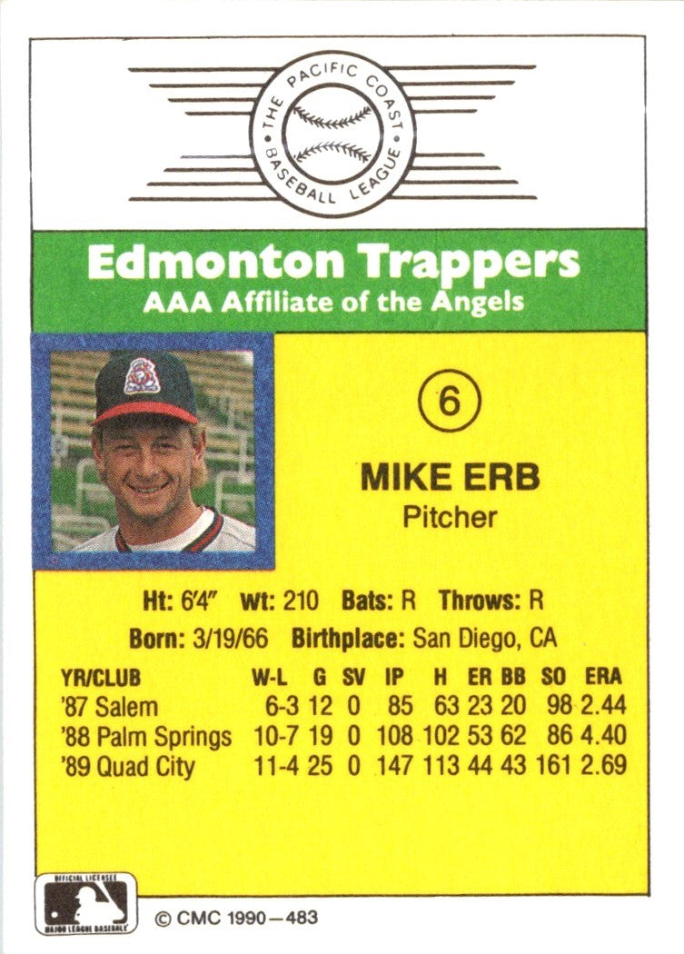 1990 CMC Edmonton Trappers Mike Erb