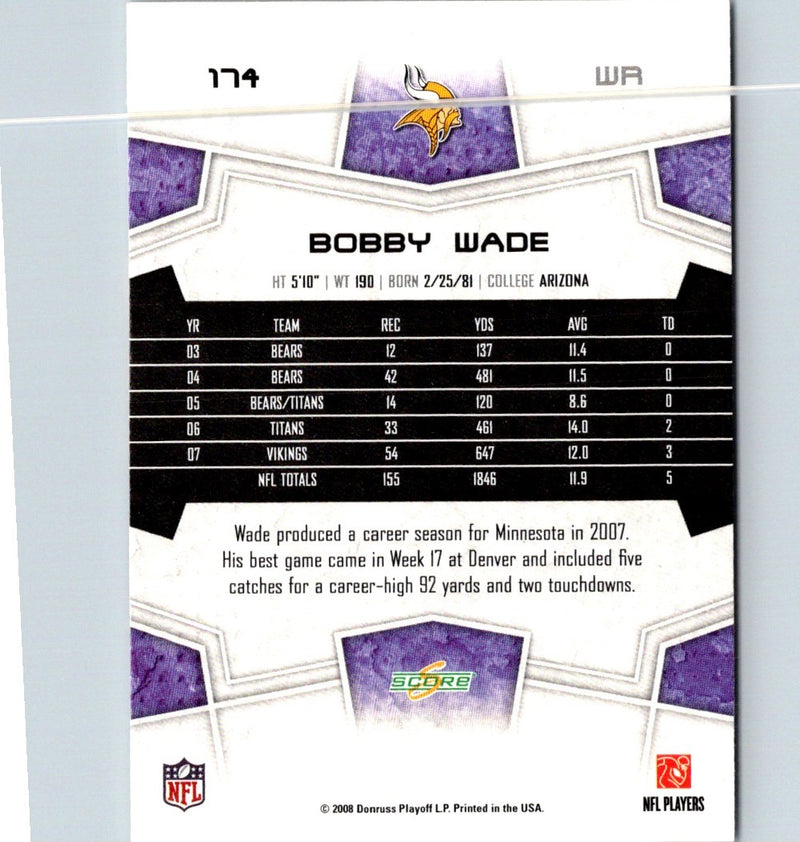 2008 Score Super Bowl XLIII Bobby Wade