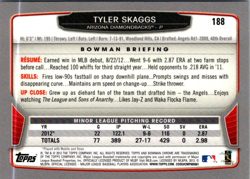 2013 Bowman Chrome Tyler Skaggs