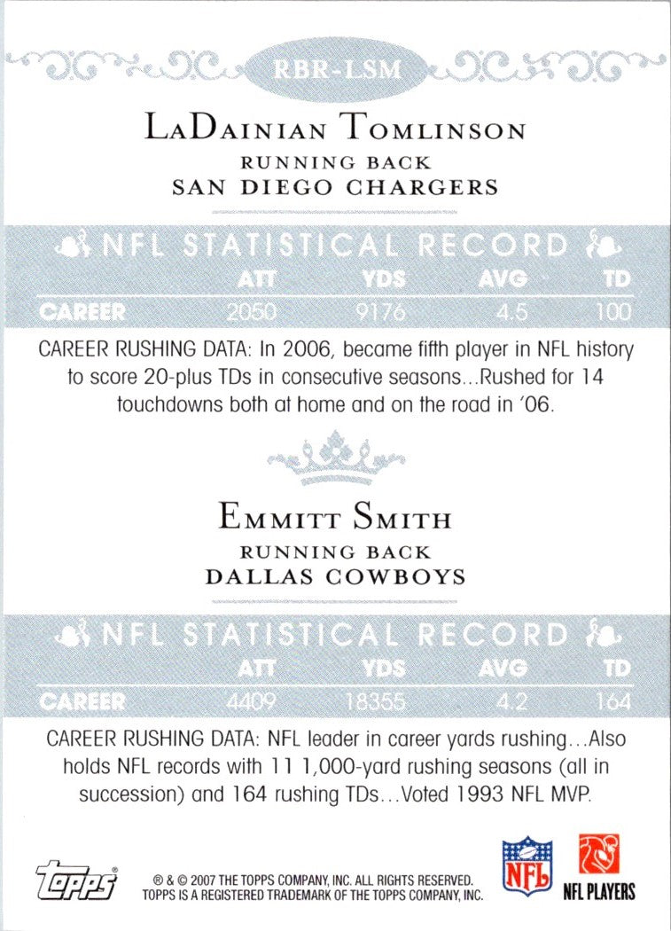 2007 Topps Running Back Royalty LaDainian Tomlinson/Emmitt Smith