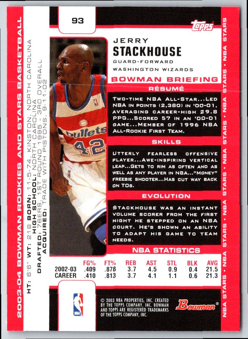 2003 Bowman Jerry Stackhouse