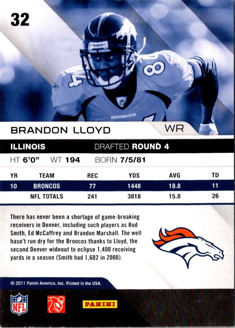 2011 Panini Absolute Memorabilia Brandon Lloyd