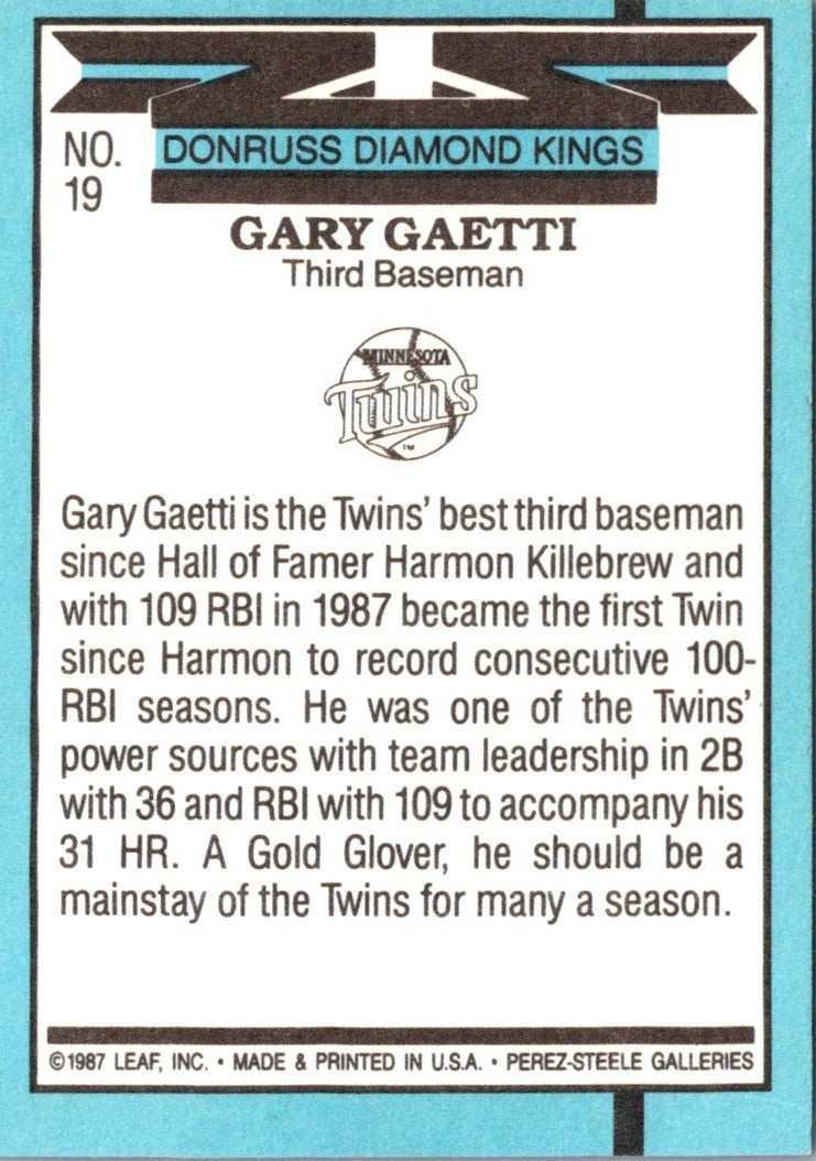 1988 Donruss Diamond Kings Gary Gaetti