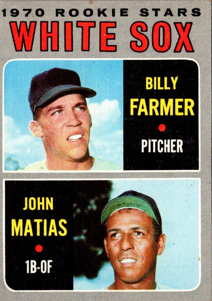 1970 Topps White Sox 1970 Rookie Stars - Billy Farmer/John Matias