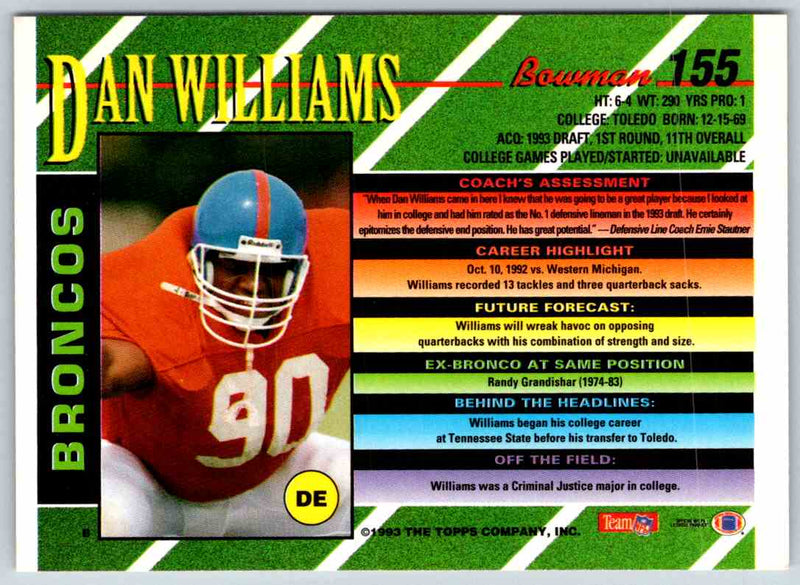 1993 Bowman Football Dan Williams