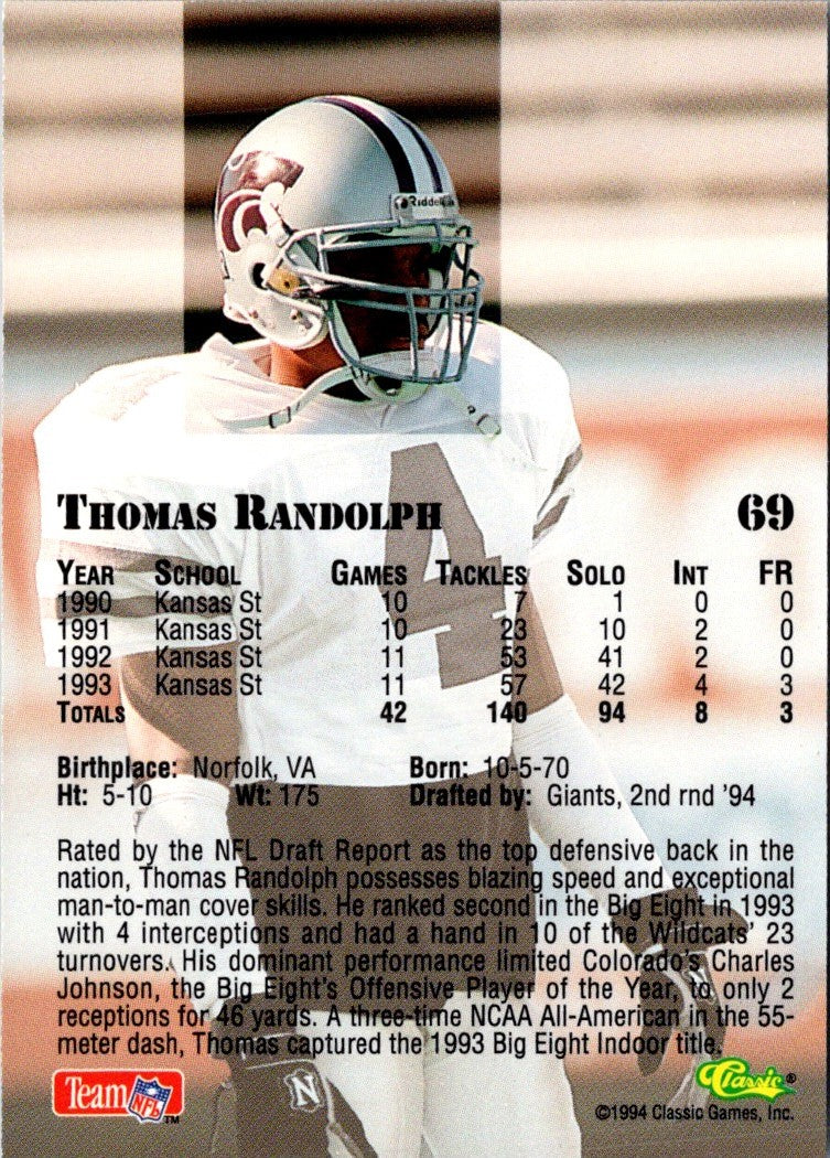 1994 Classic NFL Draft Thomas Randolph