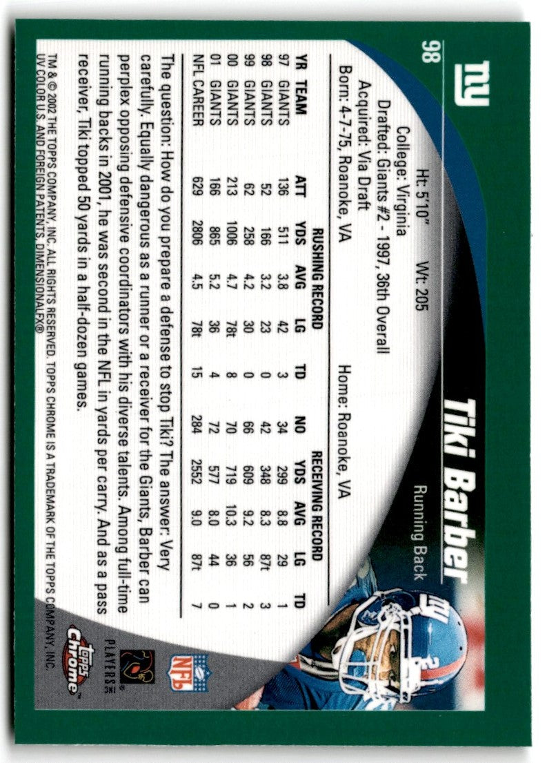 2002 Topps Chrome Tiki Barber