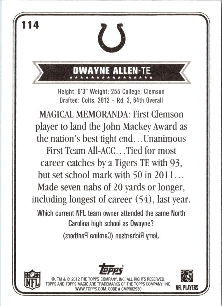 2012 Topps Magic Dwayne Allen