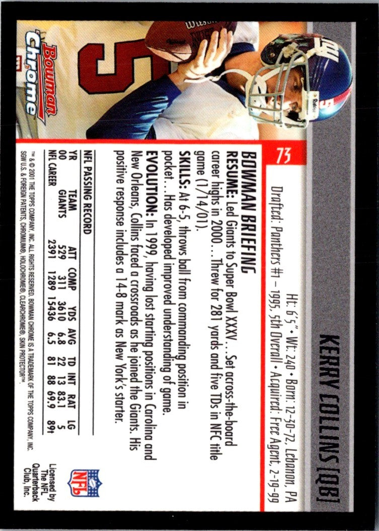 2001 Bowman Chrome Kerry Collins