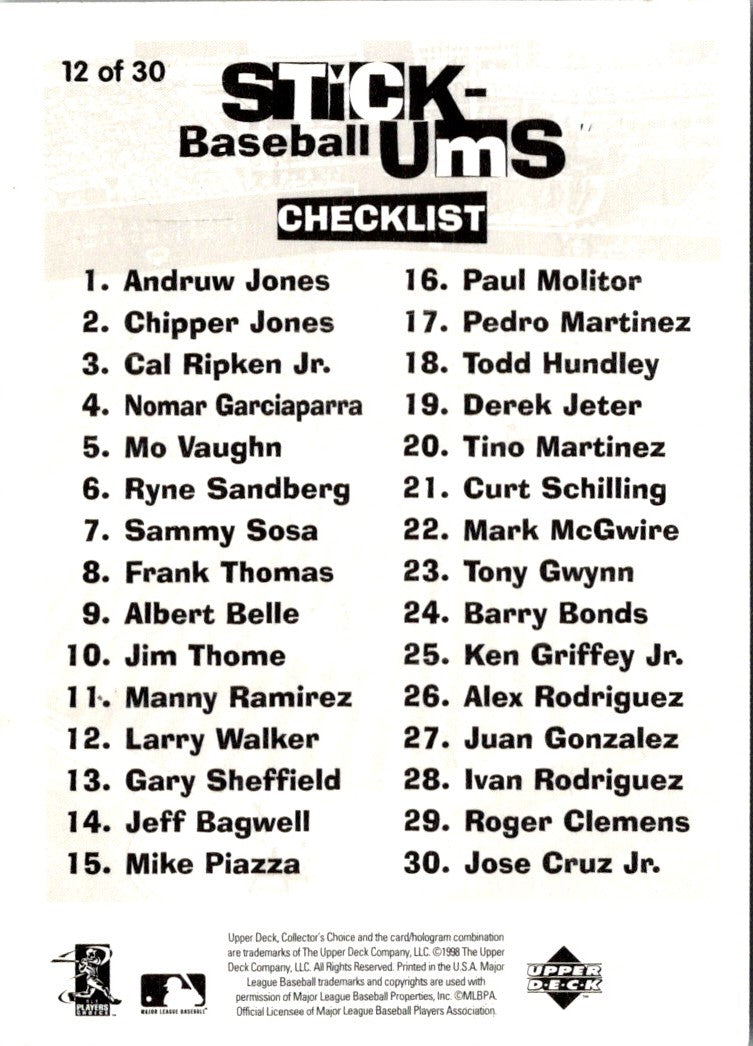 1998 Collector's Choice Stickums Larry Walker