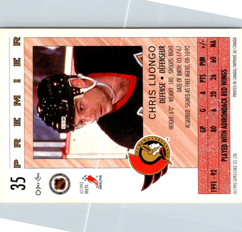 1992 O-Pee-Chee Premier Chris Luongo