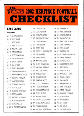 2002 Topps Heritage Checklists Checklist Checklist 1 of 2 #1