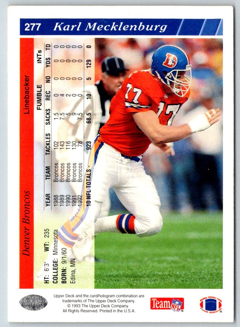 1993 Upper Deck Karl Mecklenburg