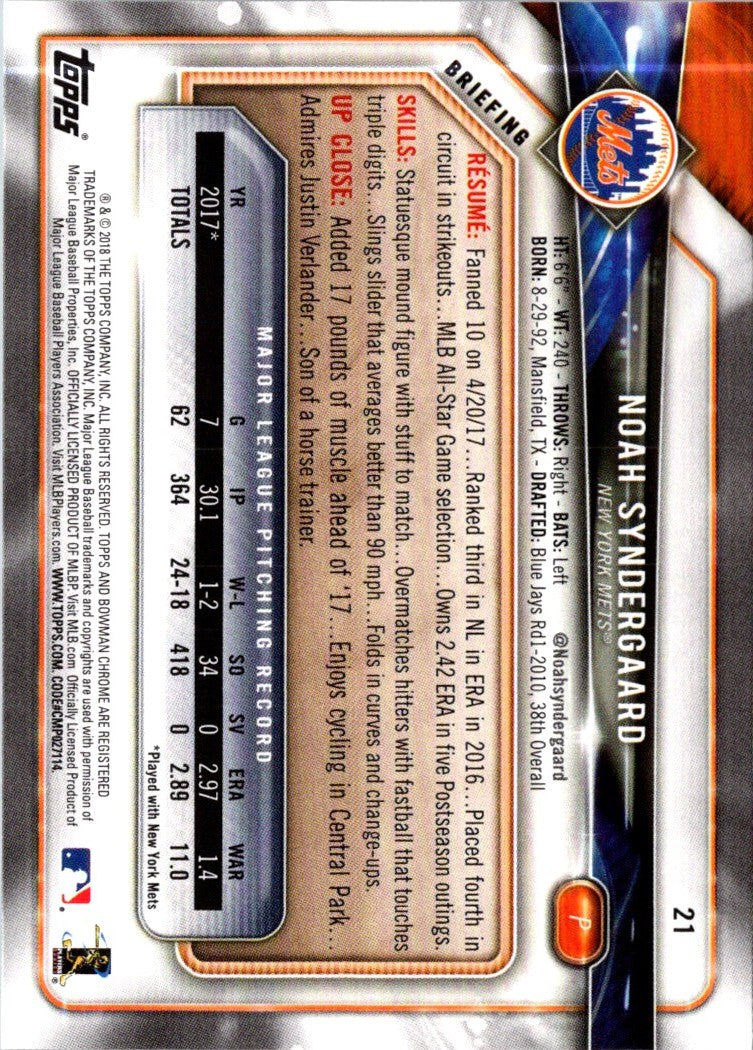 2018 Bowman Noah Syndergaard