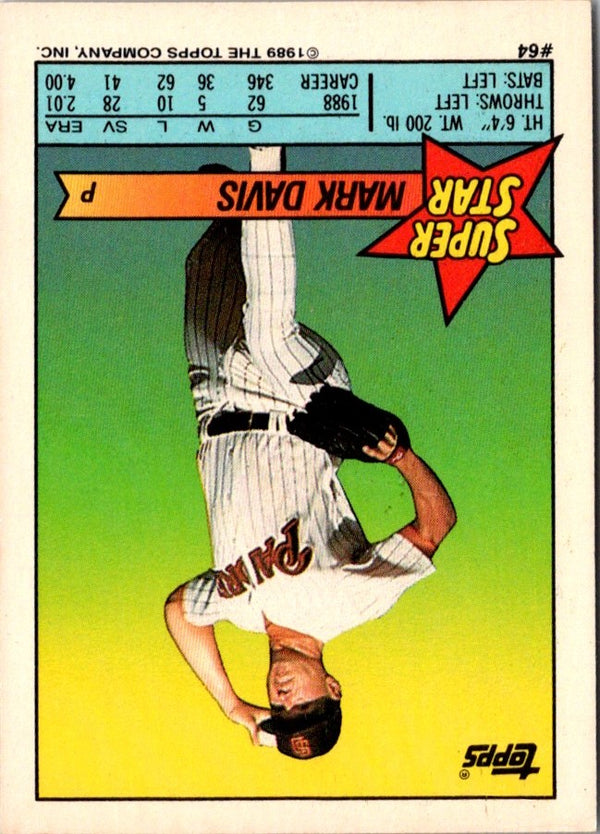 1989 Topps Stickers Super Star Backs Mark Davis #64