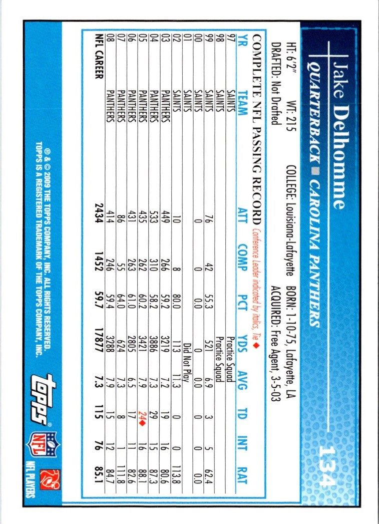2009 Topps Jake Delhomme