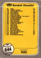 1981 Fleer Checklist: Orioles/Reds #644B