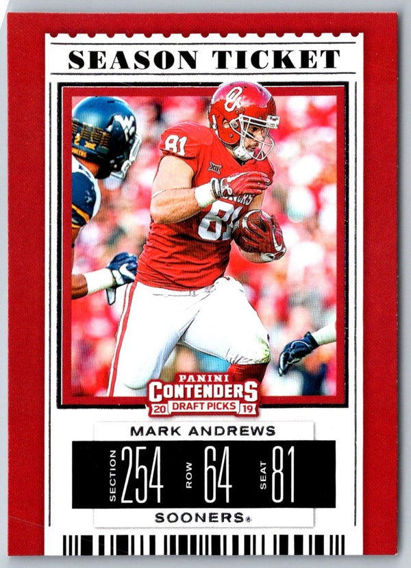 2019 Panini Contenders Draft Picks Collegiate Ticket Blue Foil Mark Andrews #66