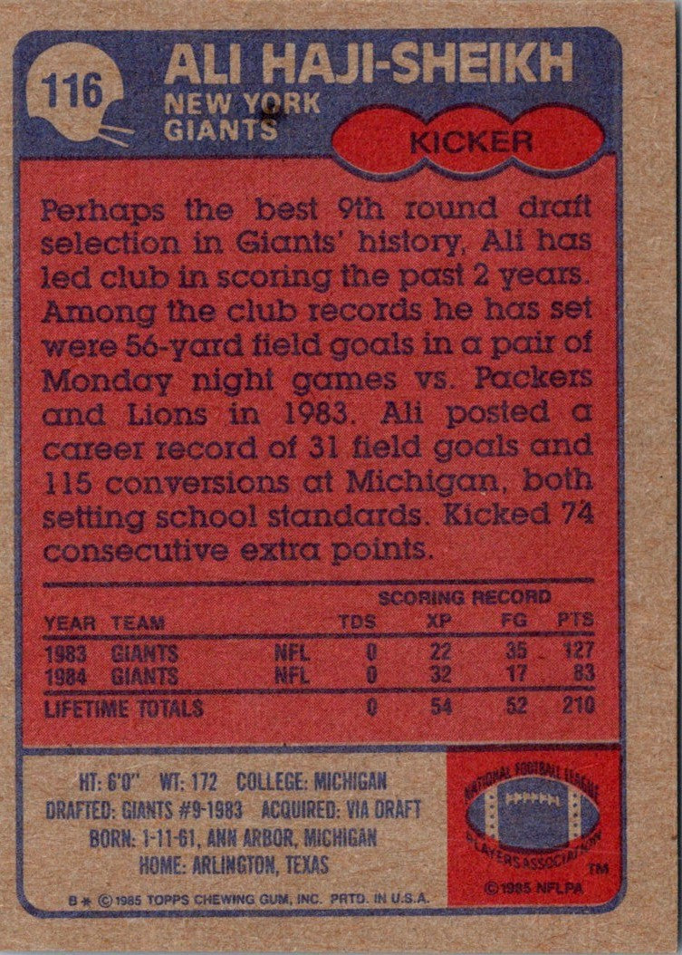 1985 Topps Ali Haji-Sheikh