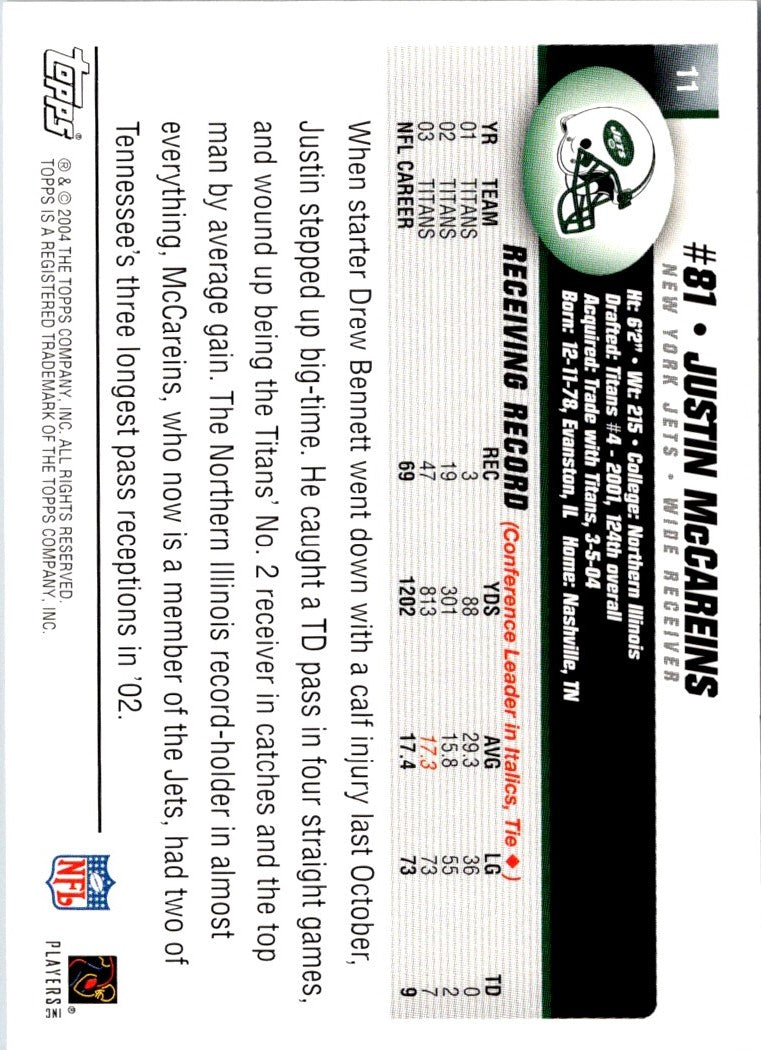 2004 Topps Justin McCareins