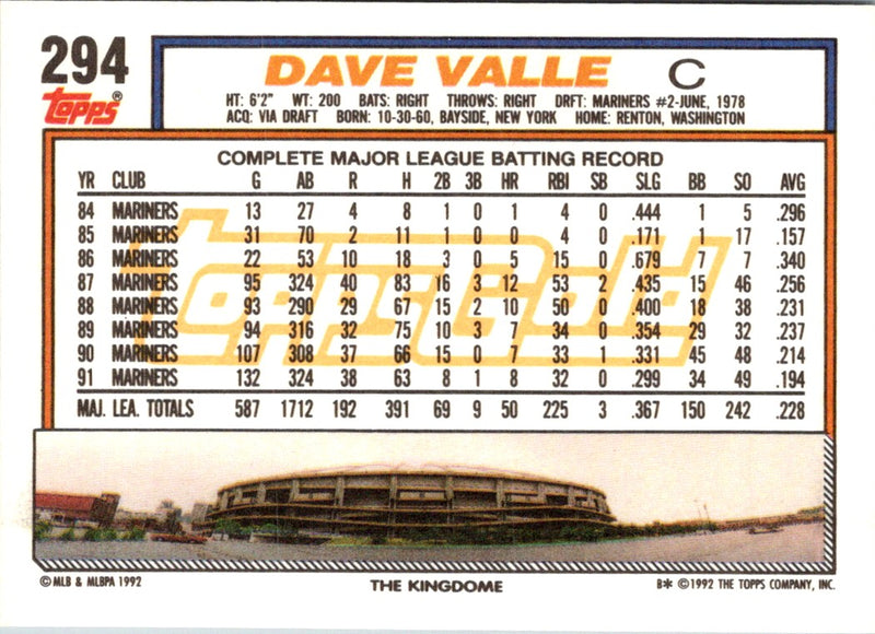 1992 Topps Dave Valle