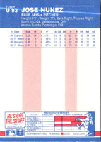 1987 Fleer Update Glossy Jose Nunez #U-93