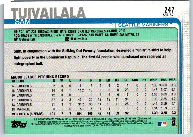 2019 Topps Sam Tuivailala