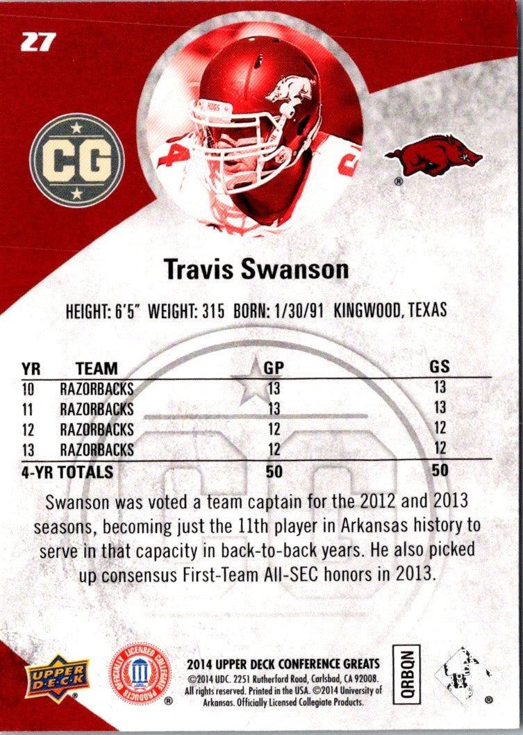 2014 Upper Deck Conference Greats Travis Swanson