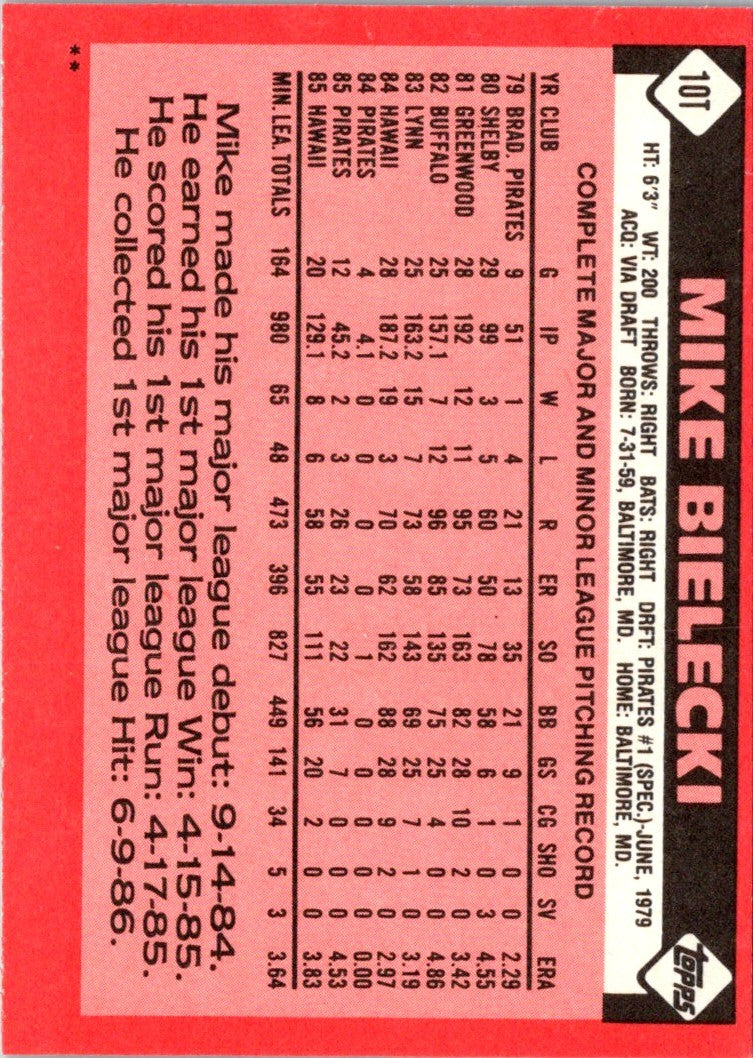 1986 Topps Traded Mike Bielecki