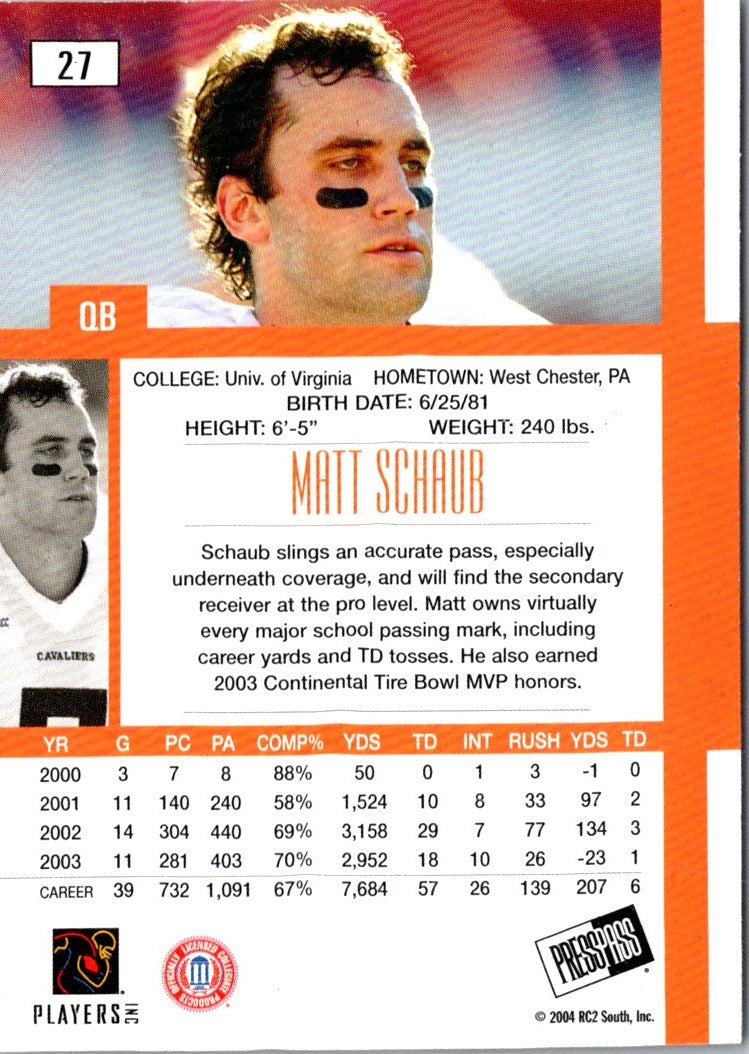 2004 Press Pass SE Matt Schaub